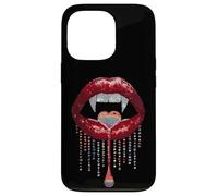 Vampire Lips Fangs LGBTQ Pride Rainbow Heart Halloween Custodia per iPhone 13 Pro