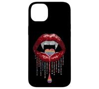 Vampire Lips Fangs LGBTQ Pride Rainbow Heart Halloween Custodia per iPhone 14 Plus