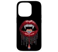 Vampire Lips Fangs LGBTQ Pride Rainbow Heart Halloween Custodia per iPhone 14 Pro