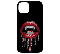 Vampire Lips Fangs LGBTQ Pride Rainbow Heart Halloween Custodia per iPhone 15 Plus