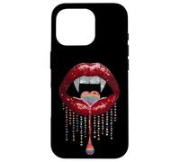 Vampire Lips Fangs LGBTQ Pride Rainbow Heart Halloween Custodia per iPhone 16 Pro