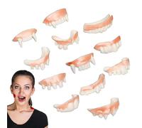 Vampire Teeth - Halloween Fangs, Scary Costume Accessory, comodo Washable Dentures | Event-Friendly Masquerade Party Prank Props 12 pezzi Halloween Vampire Teeth Set for Dress Up, Cosplay, Costu