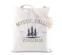 Vampire TV Show Merchandise Tote Bag TVD Enthusiasts Gift Vampire Lovers Gift Mystic Falls Virginia Est 01864 Borsa a tracolla per i fan, Borsa Mystic Falls, 32*37CM