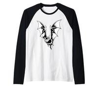 Vampiro Bat Dracula Gothic Blackwork Maglia con Maniche Raglan