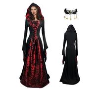 Vampiro Cosplay da donna - Vestito da vampiro, look sofisticato | Mantello con cappuccio medievale, per feste di Halloween ed eventi in costume, che attirano tutti gli sguardi