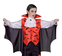 Vampiro Costume Travestimento Halloween Bambino Rosso Nero Bianco Ciao