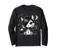 Vampiro Goth Kitten Coffin Bat Emo Cat Goth Girl Maglia a Manica