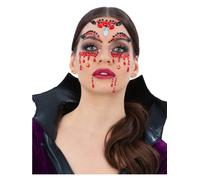 Vampiro Special Fx Make Up Vampira Viso Jems Rosso Gemme Costume