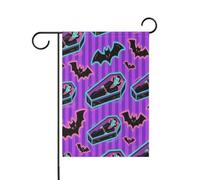 Vampiro Tomba Pipistrelli Bandierine viola bandierine all'aperto natale cortile banner per la decorazione del giardino 12x18 doppia faccia