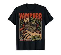 Vampurr Bites Again! Funny Cat Halloween Vintage Graphic Maglietta