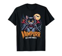 Vampurr Fur-Ever Thirsty Funny Cat Halloween Maglietta