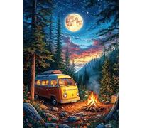 Van Camping in A Forest at Sunset Puzzle 1000 Pezzi Rompicapo Antistress Premium Science Fiction Magical Dream Pressione Ridotta Dopo Il Lavoro Attività Rigenerante Regalo Per Chi È Stressato 1000 PCS