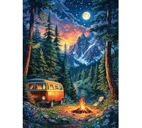 Van Camping in Mountain Forest Rompicapo 1000 Pezzi Per Regalo Di Festa Del Papà Cartone Rigido Per Adulti Paesaggi Auto Per Tempo Libero Con Poster Incluso Top Vendita 1000 PCS
