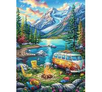 Van Camping in Mountain Valley Puzzle 300 Pezzi Rompicapo Per Momentidi Pace Attività Solitaria Rilassante Antistress Naturale Regalo Per Chi Ama La Tranquillità 300 PCS