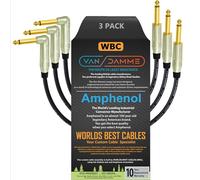 Van Damme Pro Classic XKE - 3 cavi patch per chitarra e basso, 30 cm, ultra flessibili, multi-schermati, con connettori TS dorati Amphenol ACPM-RN-AU e ACPM-GN-AU M-Series