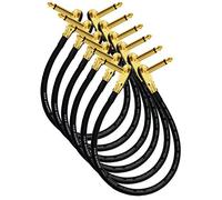 Van Damme Pro Grade Classic XKE - 25 cm - Premium Ultra Flessibile Multi Schermato Chitarra Bass Effetti Cavo patch - con connettori di alta qualità placcato oro, basso profilo, ad angolo retto tipo Pancake TS (6,35 mm)