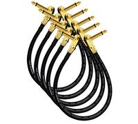 Van Damme Pro Grade Classic XKE - 25 cm - Premium Ultra Flessibile Multi Schermato Chitarra Bass Effetti Cavo patch - con connettori di alta qualità placcato oro, basso profilo, ad angolo retto tipo Pancake TS (6,35 mm)