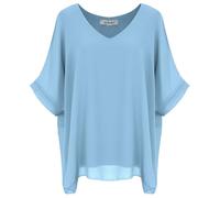Van Der Rich ® - Camicetta Ampia di Chiffon Scollo a V Foderato all'Interno - Dnna (Cielo, XL-XXL)