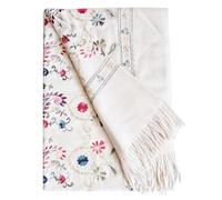 Van Der Rich ® - Sciarpa Pashmina Morbida Misto Cashmere Ricamata con Fiori - Donna (Crema17)