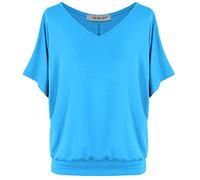 Van Der Rich ® - T-Shirt Oversize con Scollo a V Casual - Donna(Cielo, M)