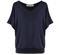 Van Der Rich ® - T-Shirt Oversize con Scollo a V Casual - Donna(Navy, L)