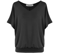 Van Der Rich ® - T-Shirt Oversize con Scollo a V Casual - Donna(Nero, XL)
