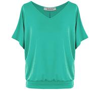 Van Der Rich ® - T-Shirt Oversize con Scollo a V Casual - Donna(Verde, XL)