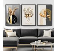 Van Gogh Art - Set di 3 stampe artistiche da parete moderne, di lusso, grandi dimensioni, in nero, bianco, oro, contemporanea, astratta, per soggiorno, ufficio, corridoio, 61 x 91 cm