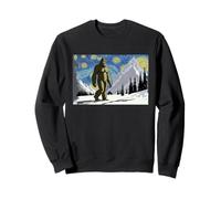 Van Gogh Bigfoot Notte Stellata Montagna Sasquatch Art Niche Felpa