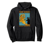 Van Gogh Black Cat With Sunflowers Starry Night Funny Cat Felpa con Cappuccio