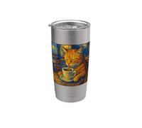 Van Gogh Cat Painting Divertente Artistico Gatto Amante del Caffè Bicchiere termico in acciaio inox doppia parete
