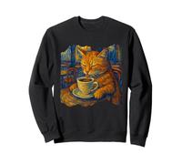 Van Gogh Cat Painting Divertente Artistico Gatto Amante del Caffè Felpa