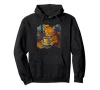 Van Gogh Cat Painting Divertente Artistico Gatto Amante del Caffè Felpa con Cappuccio