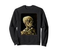 Van Gogh, Cranio di Scheletro con Stampa Sigaretta Bruciante Felpa