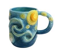Van Gogh Cup - Contenitore da caffè Oversize, artigianale 3D, Pittura capolavoro impressionista | in ceramica dipinta a mano per il piacere quotidiano 'ufficio dello Stu