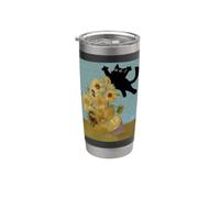 Van Gogh Fiori Gatto Girasoli Bicchiere termico in acciaio inox doppia parete