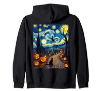 Van Gogh Halloween Gatto Nero e Strega Volante Party Costume Felpa con Cappuccio
