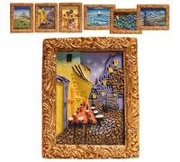Van Gogh Inspired Fridge Magnet Set, Van Gogh Magnets Paintings Stickers, Decorative Sunflower Magnets, Starry Sky Oil Painting Vintage Decor for Fridge, 3D Art Flower Famous Resin Unique(#3)
