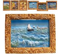 Van Gogh Inspired Fridge Magnet Set, Van Gogh Magnets Paintings Stickers, Decorative Sunflower Magnets, Starry Sky Oil Painting Vintage Decor for Fridge, 3D Art Flower Famous Resin Unique(#4)