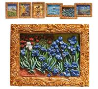 Van Gogh Inspired Fridge Magnet Set, Van Gogh Magnets Paintings Stickers, Decorative Sunflower Magnets, Starry Sky Oil Painting Vintage Decor for Fridge, 3D Art Flower Famous Resin Unique(#5)