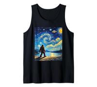 Van Gogh Ispirato Arte Bigfoot Guardando UFO Alien Starry Night Canotta