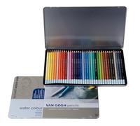 Van Gogh Matite Set di matite acquerellabili a 36 colori - Pigmenti resistenti alla luce - Legno di cedro pregiato - Scatola di latta