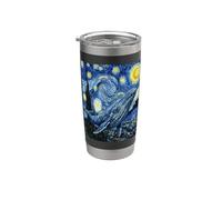 Van Gogh Notte stellata Balena Blu Pittura Bicchiere termico in acciaio inox doppia parete
