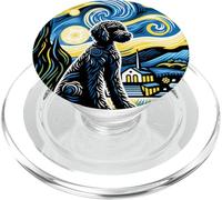 Van Gogh Notte Stellata Dog Art per gli amanti dei cani, Black Doodle PopSockets PopGrip per MagSafe