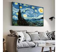 Van Gogh Notte stellata Famosi dipinti su tela su tela Poster e stampe su parete Immagini d'arte impressioniste Decorazione 90x130 cm (35x51 pollici) Senza cornice