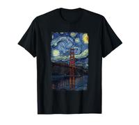 Van Gogh Notte Stellata Golden Gate Bridge San Francisco Maglietta