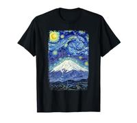 Van Gogh Notte Stellata Monte Fuji Giappone Viaggio Maglietta