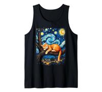 Van Gogh Starry Night Cat Moonlit Scene Cat Lovers Canotta