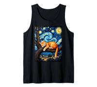 Van Gogh Starry Night Cat Moonlit Scene Cat Lovers Canotta