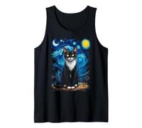 Van Gogh Starry Night Cat Moonlit Scene Cat Lovers Canotta